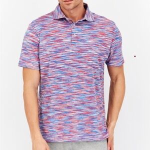TailorByrd Mens Spread Collar Short Sleeve Pink Blue Heather Polo Shirt Size MED